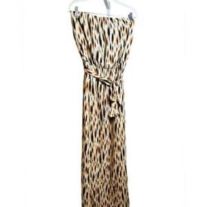 NWT Three Eighty Two Revolve Women’s Jude Tube Maxi Dress Cream/Brown/Red - L